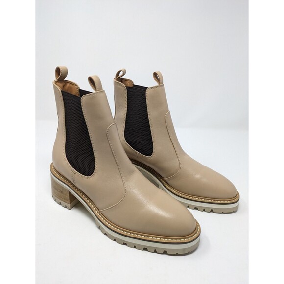 Aquatalia Sam Cappuccino Weatherproof Leather Chelsea Boots Women's Size 9 NEW